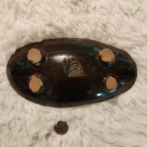 Handcrafted Marked Pottery Ceramic Trinket Dish Boho, Cottage, - Picture 3 of 10